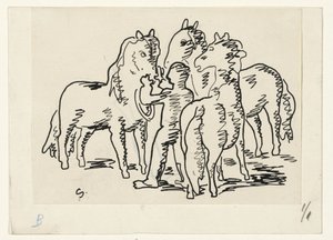 Mann med tre hester av Leo Gestel (signed by artist)