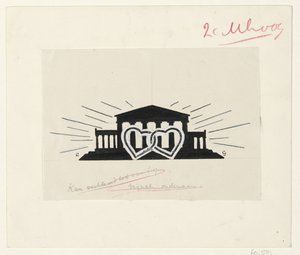 Tempel med to sammenføyde hjerter av Leo Gestel (signed by artist)