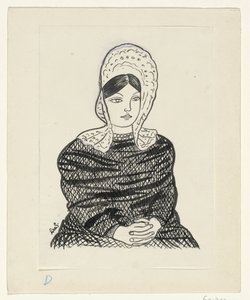 Kvinne i tradisjonell drakt av Leo Gestel (signed by artist)