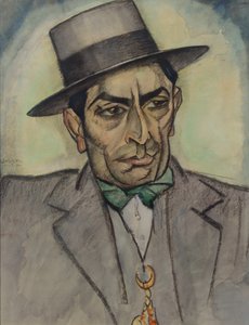 En mann i spansk kostyme, ca. 1914 (kull, pastell og akvarell på papir) av Leo Gestel