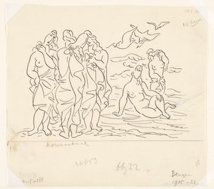 Badende (skisse) av Leo Gestel