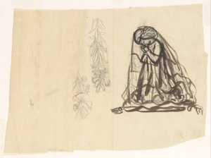 Bedende jente og ornament av Leo Gestel