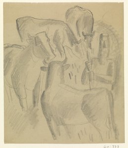 Bonde med fire kyr av Leo Gestel