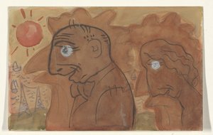 Karikatur av Leo Gestel og hans kone av Leo Gestel
