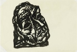 Hodet til en mann som ser skrått opp til høyre av Leo Gestel