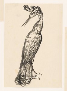 Heron med hodet vendt bakover av Leo Gestel