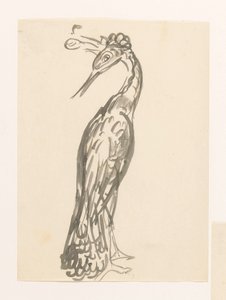 Heron med hodet vendt bakover av Leo Gestel