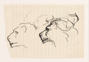 Studieark med løvehoder av Leo Gestel