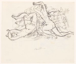 To nakne kvinner og tre fisker av Leo Gestel
