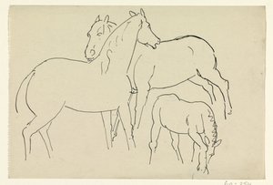 To hester og et føll av Leo Gestel