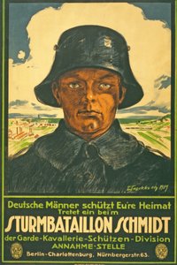 Stormbataljon Schmidt; Tyske menn øser hjemlandet ditt! Gå inn i ... puben. Berlin, 1917
