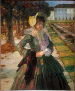 Ung kvinne i grønn kjole av Leo Putz