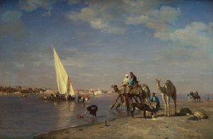 Scene ved Nilen av Leon Auguste Adolphe Belly