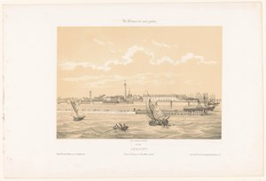 Utsikt over havneinnløpet til Lorient Lorient. Vue de l'éntrée du port Marchand (tittel på objekt) Contemporary France (serietittel) La France de nos jours (serietittel på objekt) av Leon Auguste Asselineau