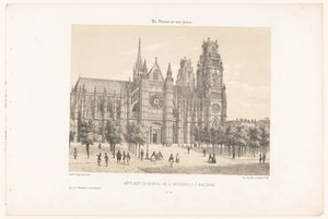 Utsikt over Orleans katedral (nordsiden) Côté septentrional de la cathédrale à Orléans (tittel på objekt) Contemporary France (serietittel) La France de nos jours (serietittel på objekt) av Leon Auguste Asselineau