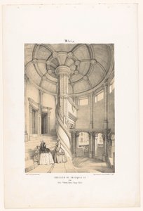 Utsikt over kong Frans I sin spiraltrapp i Blois. Castle blois. Escalier de François Ier (tittel på objekt) Contemporary France (serietittel) La France de nos jours (serietittel)