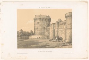 Utsikt over et av tårnene til slottet i Dinan Le château de Dinan (tittel på objekt) Contemporary France (serietittel) La France de nos jours (serietittel på objekt) av Leon Auguste Asselineau