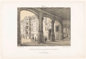 Utsikt over det indre av slottet Blois med det åttekantede trappetårnet til kong Frans I blois. Intérieur du château, tour de l