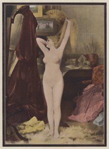 Modellen (farge litho) av Leon Auguste Cesar Hodebert