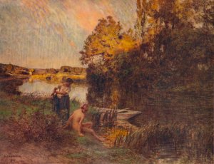 Baderen, 1907, 1938 av Leon Augustin Lhermitte