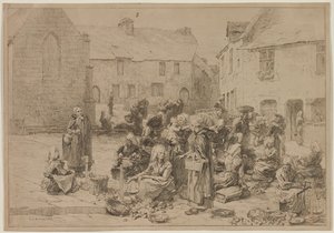 Eplemarkedet i Landerneau, 1878. av Leon Augustin Lhermitte