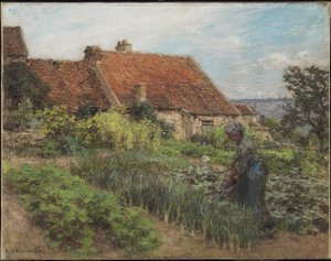 Watering the Garden, 1900 (pastell på vevd papir montert på lerret) av Leon Augustin Lhermitte
