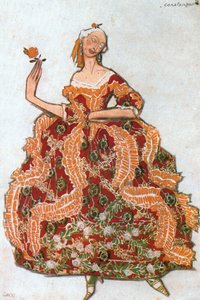 Constanza, Kostümentwurf für das Ballett nach Carlo Goldonis Komödie "Les femmes de bonne humeur" von Leon Bakst