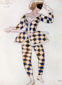 Kostymedesign for Harlequin, fra Sleeping Beauty, 1921 av Leon Bakst