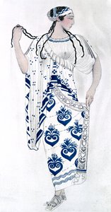 Kostymedesign for Ida Rubinstein som Helen i balletten Helen of Sparta, 1912 av Leon Bakst