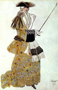Kostymedesign for The Baroness Hunting, fra Sleeping Beauty av Leon Bakst