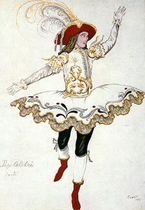 Kostymedesign for The Pageboy of the Fairy Humming Bird, fra Sleeping Beauty av Leon Bakst