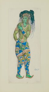 Kostymedesign for Ballet Blue God av R. Hahn, 1910. av Leon Bakst
