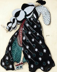 Kostymedesign for balletten ""La Legende de Joseph"" av R. Strauss - Bakst, Leon (1866-1924) - 1914 - Akvarell, Gouache på papir - 33x28 - Privat samling av Leon Bakst