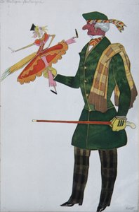 engelskmann. Kostymedesign for balletten The Magic Toy Shop av G. Rossini, 1919 av Leon Bakst