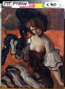 På en restaurant, dame i svart av Leon Bakst