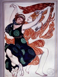 Les bacchantes koreografi fra "The Afternoon of a Faun" av Vaslav Nijinski (1889-1950) etter "Prelude the Afternoon of a Faun" av Claude Debussy (1862-1918) av Leon Bakst