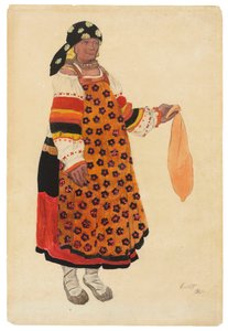 Bondekvinne. Kostymedesign for Vaudeville Old Moscow på Théâtre Femina, Paris, 1922. av Leon Bakst