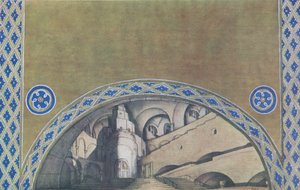 Scenedesign for stykket The Martyrdom of St. Sebastian av Gabriele D