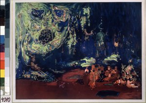dekor for balletten "Sheherazade"" regissert av Nicolas (Nikolai) Rimski Korsakov (Rimski-Korsakov) (1844-1908) av Leon Bakst