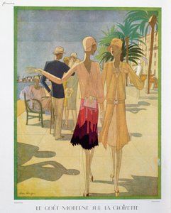 Fasjonable mennesker som rusler på Croisette-promenaden i Cannes, illustrasjon fra 
