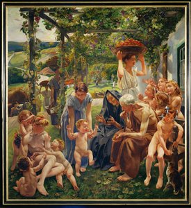 Kveld, fra triptykonet L#39;Age d#39;Or - gullalderen (maleri på lerret)