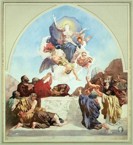 Studie for The Assumption of the Virgin (blyant og akvarell på papir) av Leon Joseph Florentin Bonnat