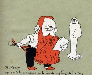 Tegneserie av Auguste Rodin med en ny kommisjon fra Societe des gens de lettres (Skulptur av Balzac) - Illustrasjon av Leon Lebegue (1863-1944) - Gravering i "" Le sun-du-dimanche""