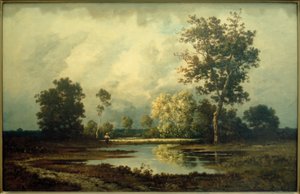 Landskap med dam