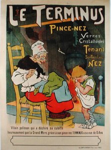 Plakat som reklamerer for «Le Terminus pince-nez» av Leon Sandis