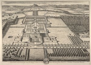 Eaton Hall ved elven Dee nær byen Chester i Cheshire, sete for den ærede Sir Thomas Grosvenor (gravering)
