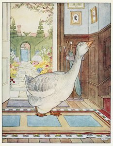Goosey, Goosey Gander, Where Shall I Wander?, fra A Nursery Rhyme Picture Book, pub. 1914 (farge litho) av Leonard Leslie Brooke