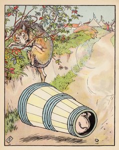 Illustrasjon til De tre små grisene (fargelitografi) av Leonard Leslie Brooke
