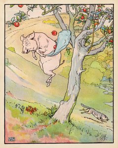 Illustrasjon til De tre små grisene (fargelitografi) av Leonard Leslie Brooke