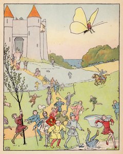 Illustrasjon for Tommelise (fargelitografi) av Leonard Leslie Brooke